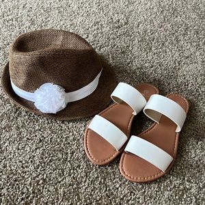 White Sandals and matching Summer Hat! 6.5